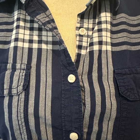 St Johns Bay Striped Long Sleeve  Shirt Dark Blue Collared L EUC - Picture 2 of 8